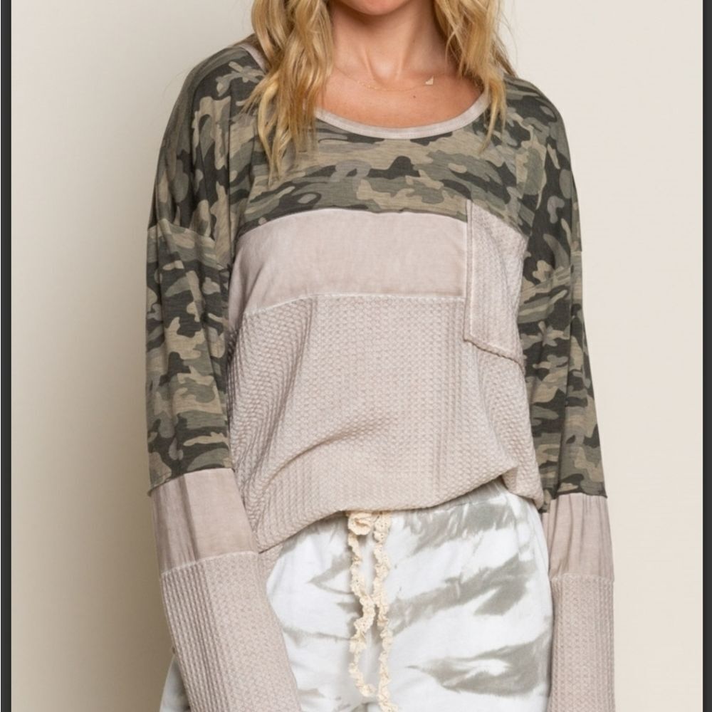 Pol waffle knit camo thermal